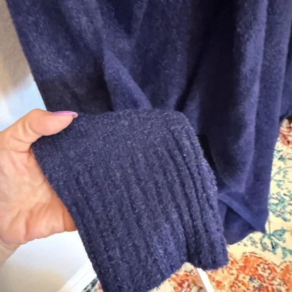 Navy Blue Open Front cascading cardigan by Softies - Picture 2 of 6